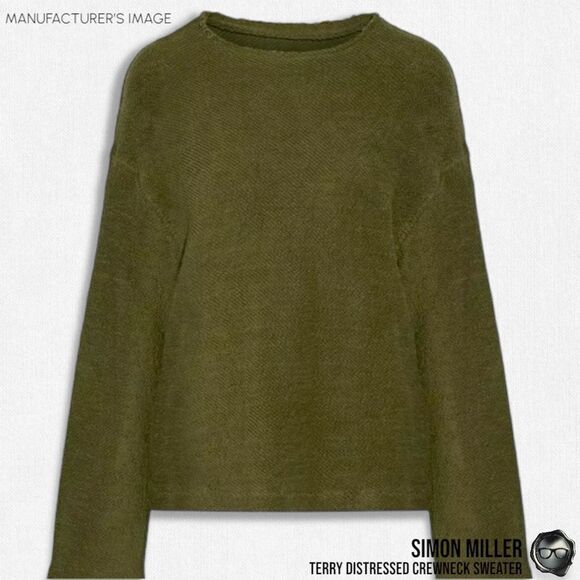 SIMON MILLER DISTRESSED CREWNECK SWEATER IN MOSS GREEN TERRY CLOTH 2016 OVERSIZE - Picture 14 of 15